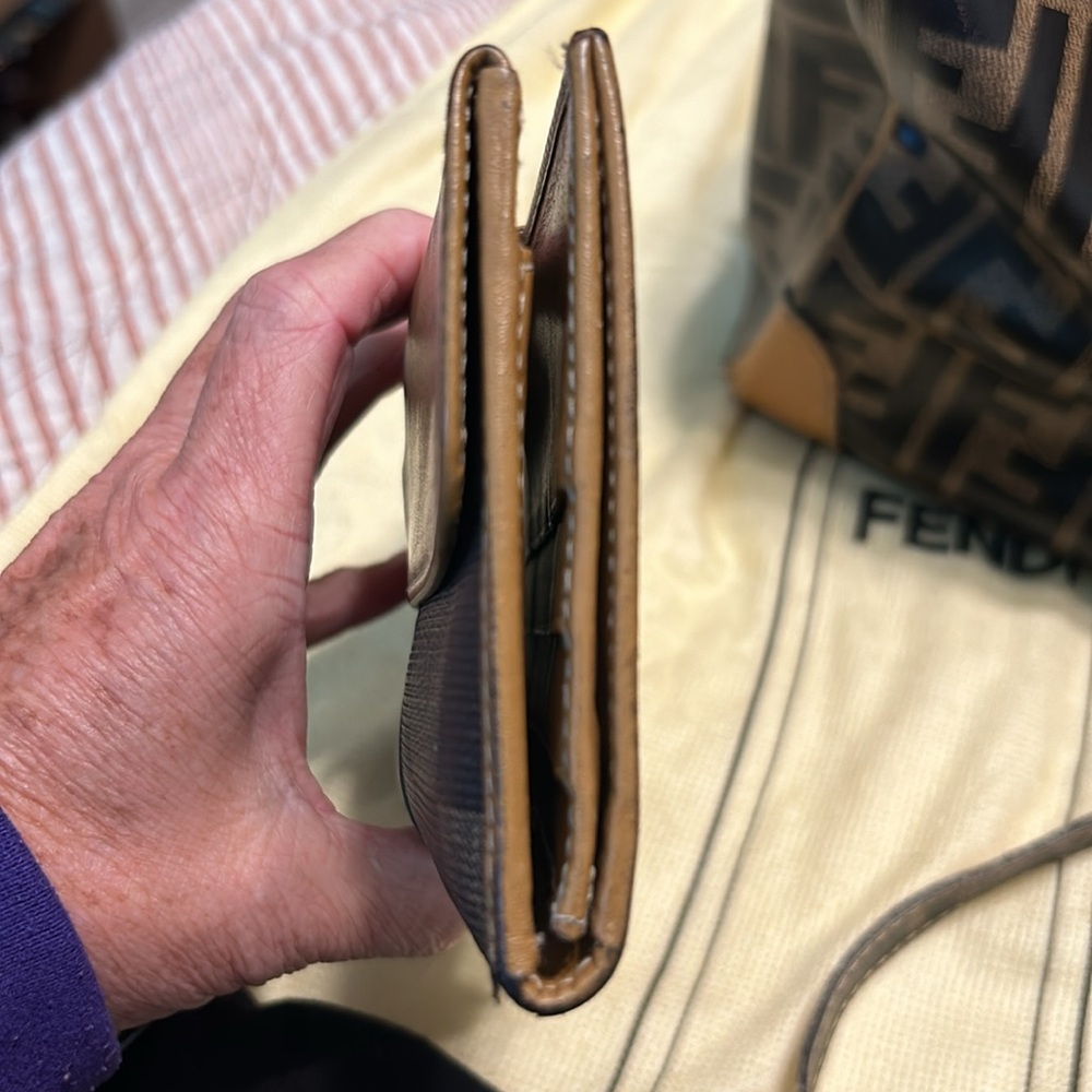 Fendi Iconic FF Logo Brown and Black purse wallet small pouch and dust bag! - Picture 11 of 16